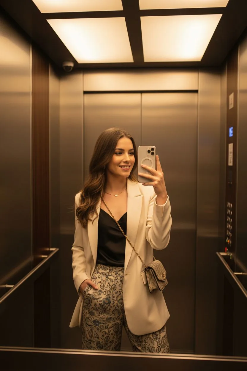 Example of the Elevator Mirror AI photoshoot pack