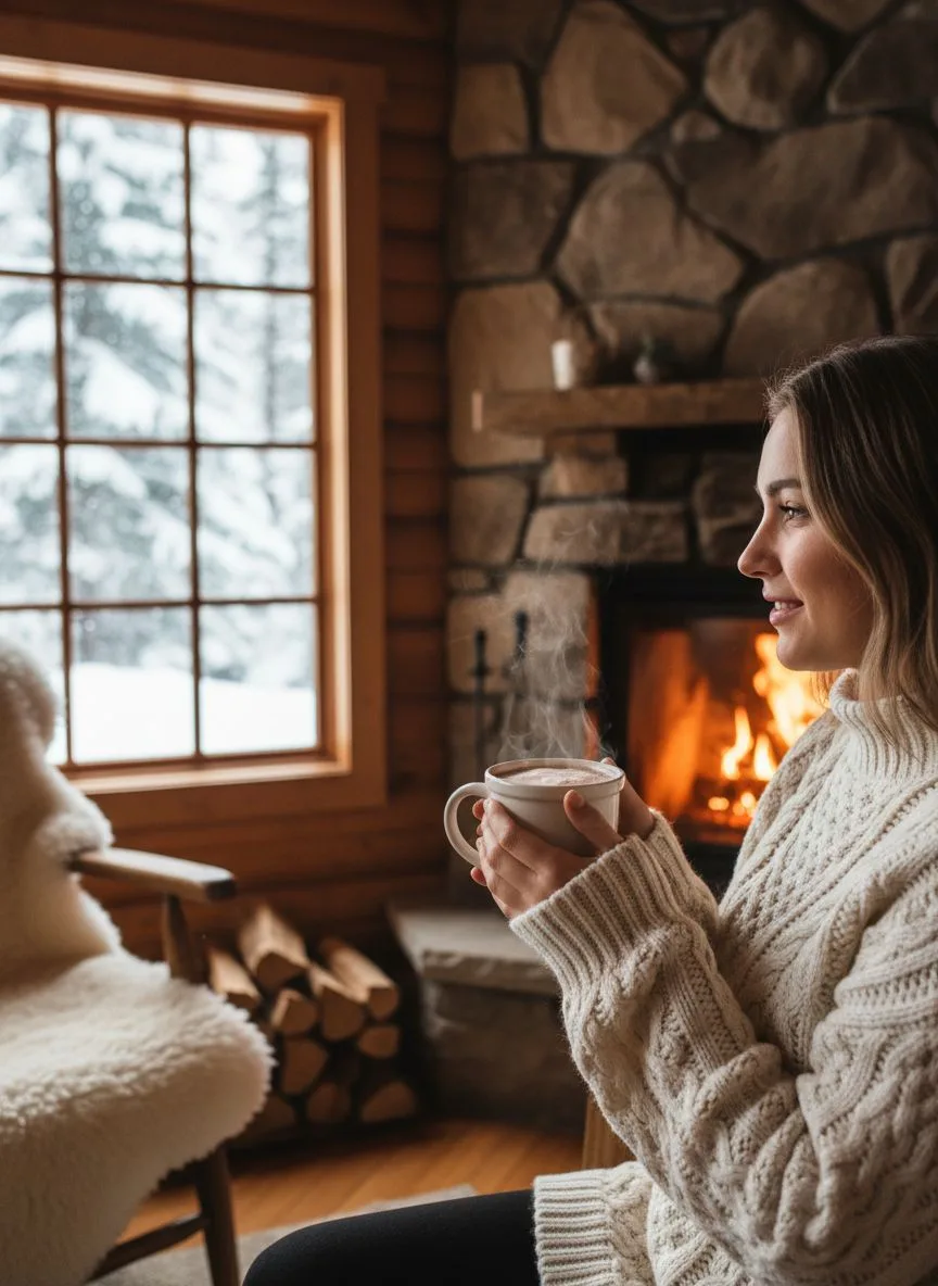 Example of the Winter Cabin AI photoshoot pack