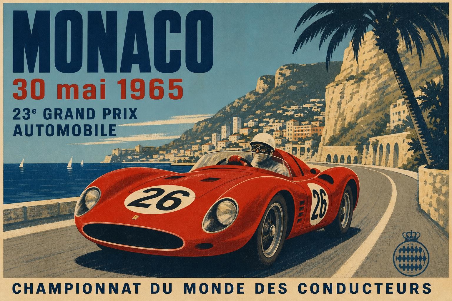 An image generated with GPT Image 2 — a vintage Monaco Grand Prix poster with legible typography